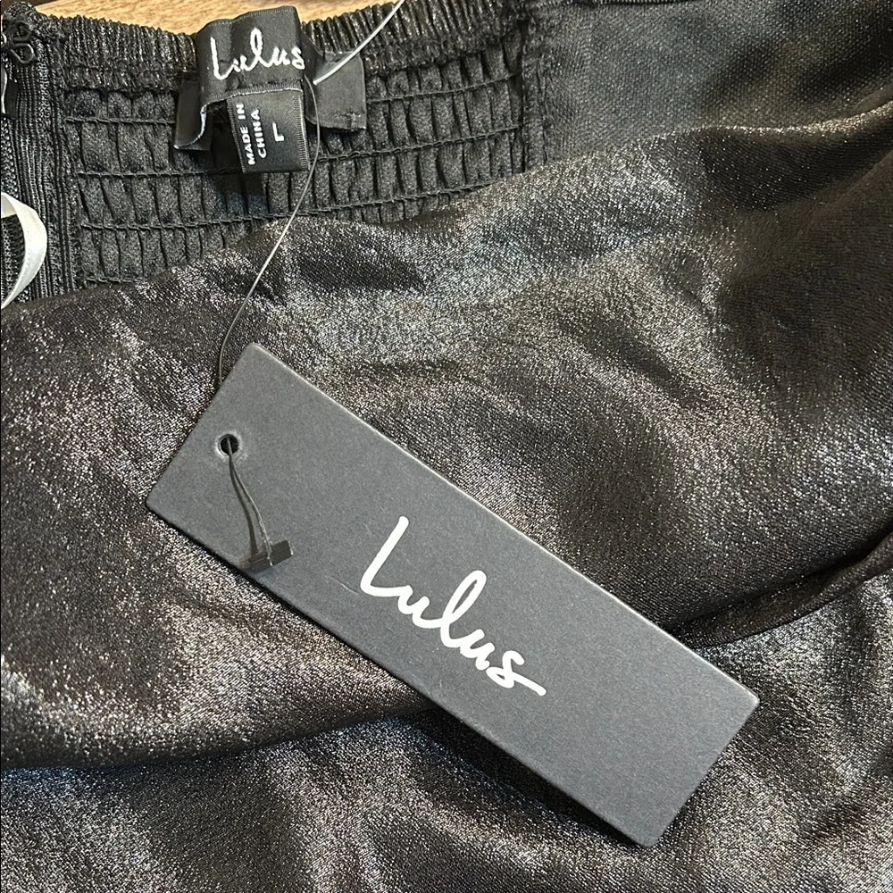 Lulu's Chic Black One-Shoulder Dress cocktail prom dress - Picture 2 of 3